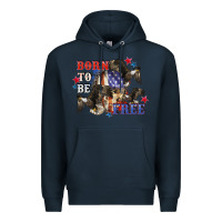Navy Born to be free 4th of july Premium Hoodie - CowGirlArtShop
