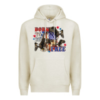 Oatmeal Heather Born to be free 4th of july Premium Hoodie - CowGirlArtShop