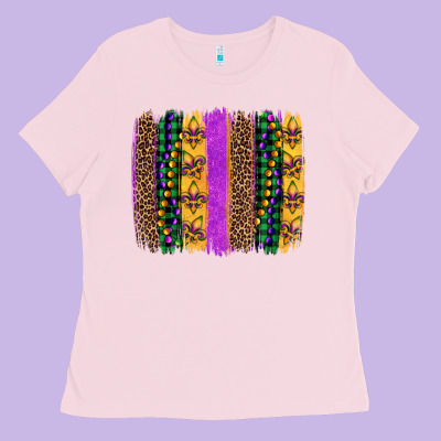 Mardi Gras Fleur De Lis And Beads Brush Stroke Ladies Tee Designed By Artiststas