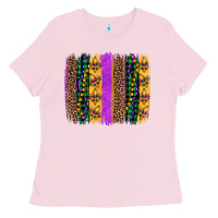 Bubblegum Pink mardi gras fleur de lis and beads brush stroke Ladies Tee - Artiststas