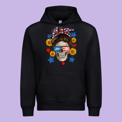 American Mom Skull Urban Hoodie Designed By Neo Western
