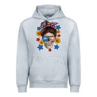 Heather Grey American mom skull Urban Hoodie - Neo Western