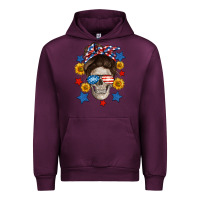Mauve Wine American mom skull Urban Hoodie - Neo Western