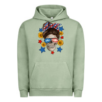 Pigment Oil Green American mom skull Urban Hoodie - Neo Western