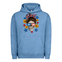 Pigment Pebble Blue American mom skull Urban Hoodie - Neo Western