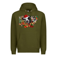 Army Green Christmas Joy Cow Premium Hoodie - CowhideDigitalArt