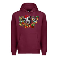 Burgundy Christmas Joy Cow Premium Hoodie - CowhideDigitalArt