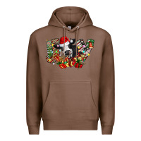 Chestnut Christmas Joy Cow Premium Hoodie - CowhideDigitalArt