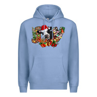 Colony Blue Christmas Joy Cow Premium Hoodie - CowhideDigitalArt