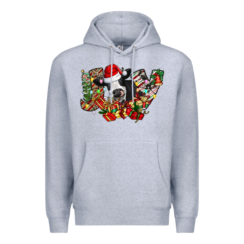 Christmas Joy Cow Premium Hoodie by CowhideDigitalArt | Teevron