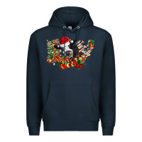 Navy Christmas Joy Cow Premium Hoodie - CowhideDigitalArt