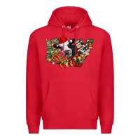 Red Christmas Joy Cow Premium Hoodie - CowhideDigitalArt
