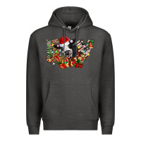 Charcoal Heather Christmas Joy Cow Premium Hoodie - CowhideDigitalArt