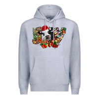 Heather Grey Christmas Joy Cow Premium Hoodie - CowhideDigitalArt