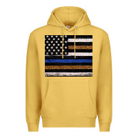 Antique Gold Back to blue USA flag leopard police 20oz tumbler Premium Hoodie - Neo Western