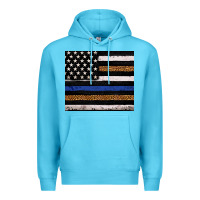 Ocean Blue Back to blue USA flag leopard police 20oz tumbler Premium Hoodie - Neo Western
