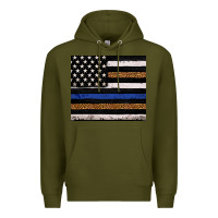 Army Green Back to blue USA flag leopard police 20oz tumbler Premium Hoodie - Neo Western