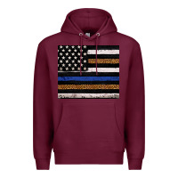 Burgundy Back to blue USA flag leopard police 20oz tumbler Premium Hoodie - Neo Western