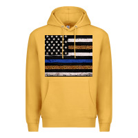 Mustard Back to blue USA flag leopard police 20oz tumbler Premium Hoodie - Neo Western