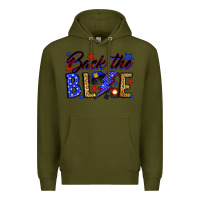 Army Green Back the blue with lightning bolt Premium Hoodie - Neo Western