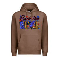 Chestnut Back the blue with lightning bolt Premium Hoodie - Neo Western