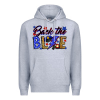 Heather Grey Back the blue with lightning bolt Premium Hoodie - Neo Western