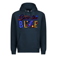 Navy Back the blue with lightning bolt Premium Hoodie - Neo Western