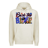 Oatmeal Heather Back the blue with lightning bolt Premium Hoodie - Neo Western