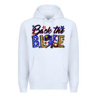 White Back the blue with lightning bolt Premium Hoodie - Neo Western