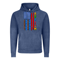 Vintage Denim autism american flag Vintage Hoodie - AdoDesignShop