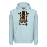 Blue Mist afro messy bun mom life Premium Hoodie - HRA Design Shop