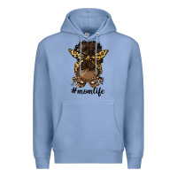 Colony Blue afro messy bun mom life Premium Hoodie - HRA Design Shop