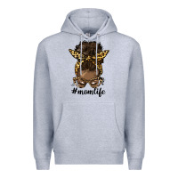 Heather Grey afro messy bun mom life Premium Hoodie - HRA Design Shop