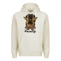 Oatmeal Heather afro messy bun mom life Premium Hoodie - HRA Design Shop