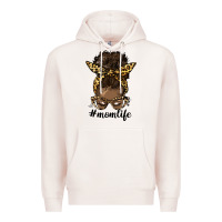 Pale Pink afro messy bun mom life Premium Hoodie - HRA Design Shop