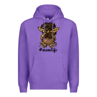 Purple afro messy bun mom life Premium Hoodie - HRA Design Shop