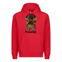Red afro messy bun mom life Premium Hoodie - HRA Design Shop