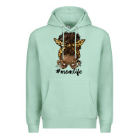 Seafoam afro messy bun mom life Premium Hoodie - HRA Design Shop