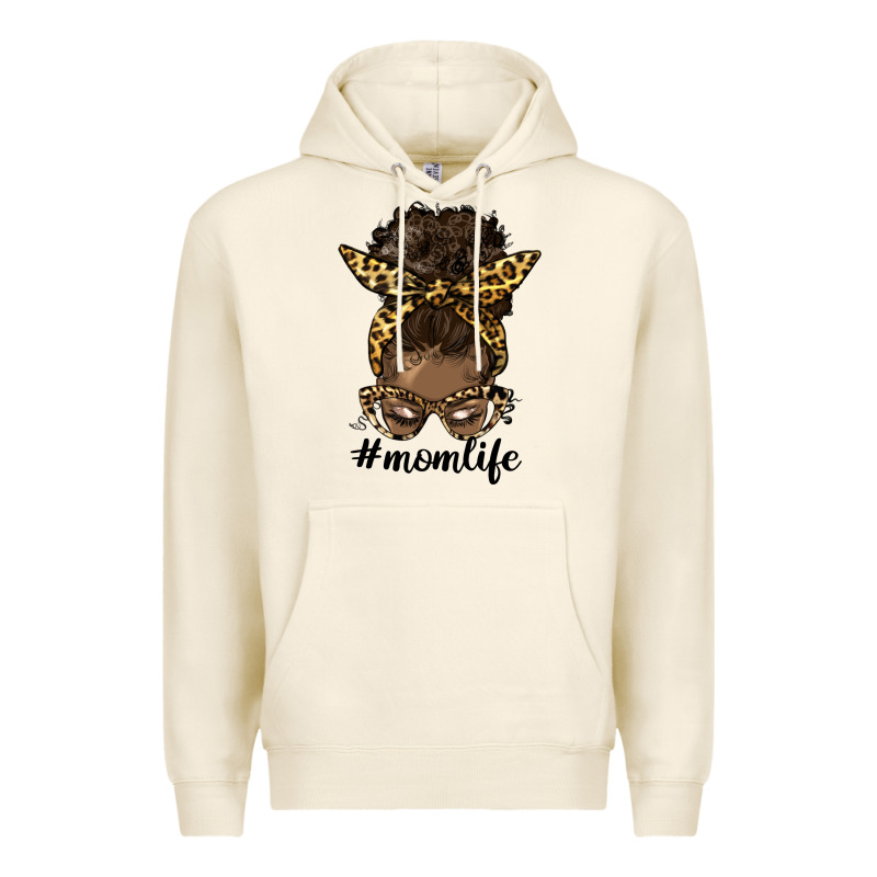Afro Messy Bun Mom Life Premium Hoodie by HRA Design Shop | Teevron