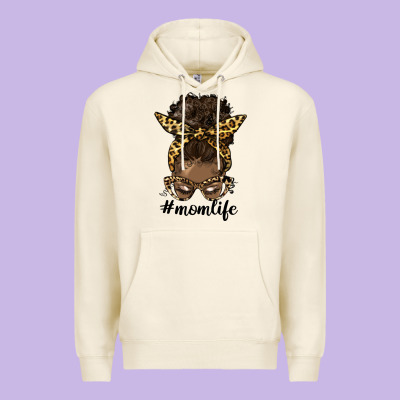Afro Messy Bun Mom Life Premium Hoodie Designed By Hra Design Shop