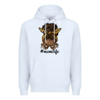 White afro messy bun mom life Premium Hoodie - HRA Design Shop