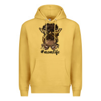 Antique Gold afro messy bun mom life Premium Hoodie - HRA Design Shop