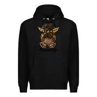 Black afro messy bun mom life Premium Hoodie - HRA Design Shop