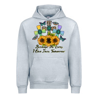 Heather Grey because he lives i can face tomorrow Urban Hoodie - CowhideDigitalArt