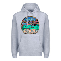 Heather Grey Hello Summer Let's Go To The Beach Premium Hoodie - SublimationCraftShop