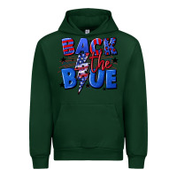 Forest Green Back the blue with lightning bolt 4th of july Urban Hoodie - CowGirlArtShop