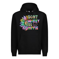 Black Don't Worry Be Hippie Premium Hoodie - CowhideDigitalArt