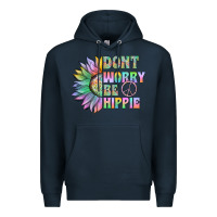 Navy Don't Worry Be Hippie Premium Hoodie - CowhideDigitalArt