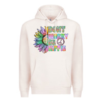 Pale Pink Don't Worry Be Hippie Premium Hoodie - CowhideDigitalArt