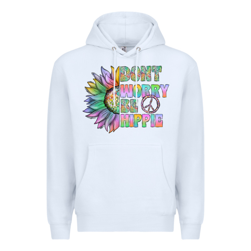 Don't Worry Be Hippie Premium Hoodie by CowhideDigitalArt | Teevron